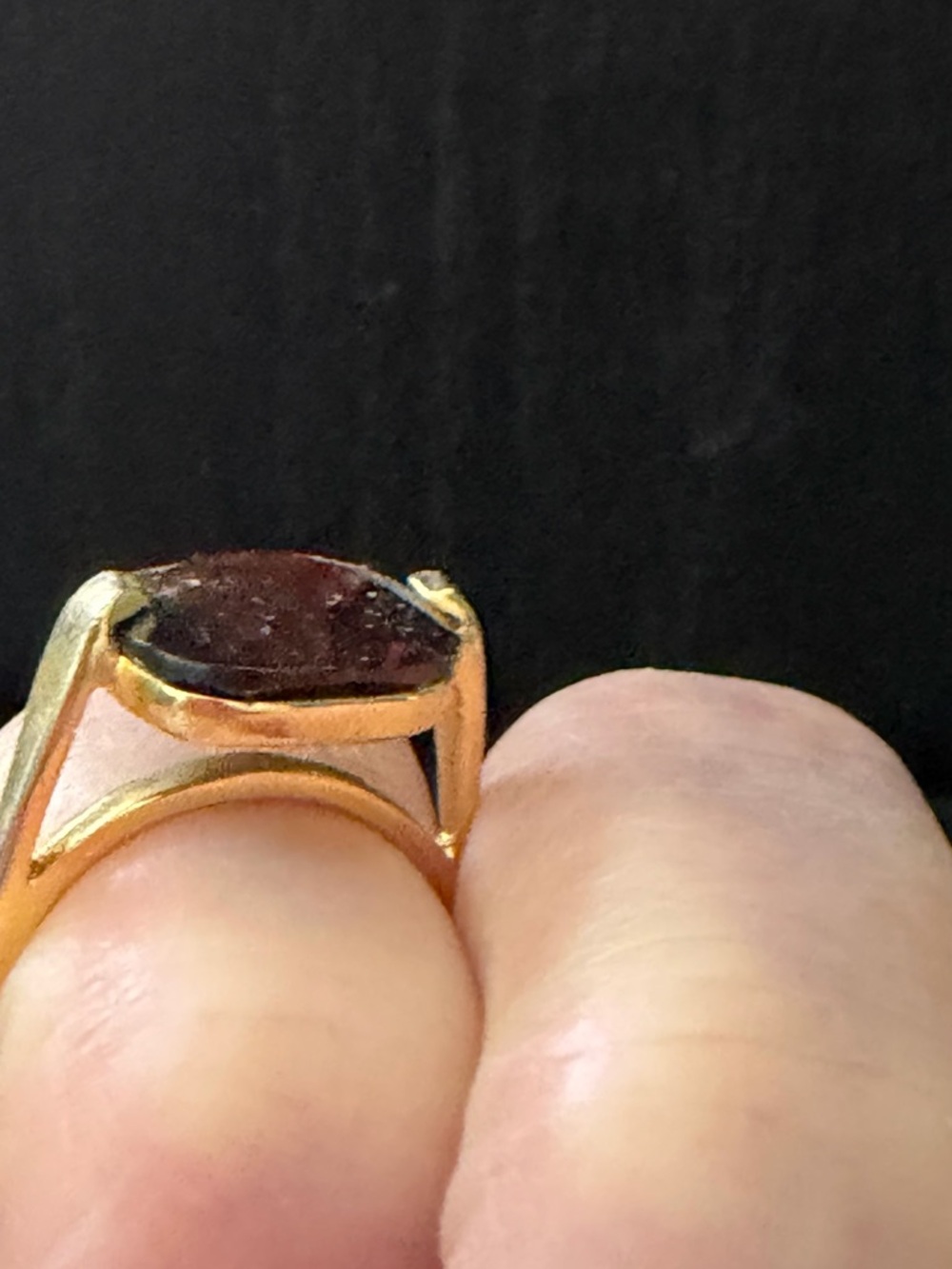 Gold and silver tone Ring with Smoky Brown Gemstone fashion - Picture 2 of 4